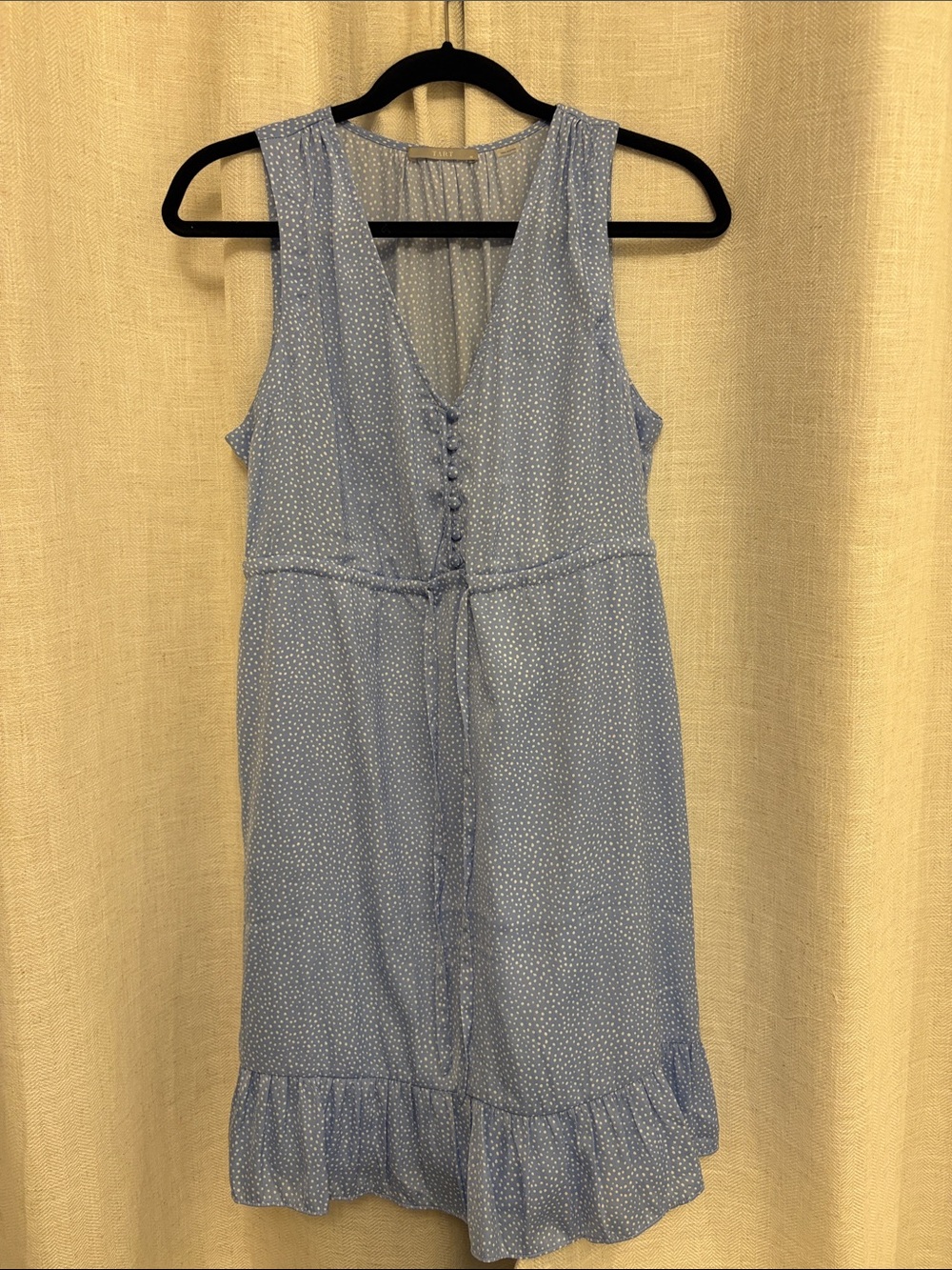 Tart Light Blue Sleeveless V-Neck Midi Dress with Tie Waist